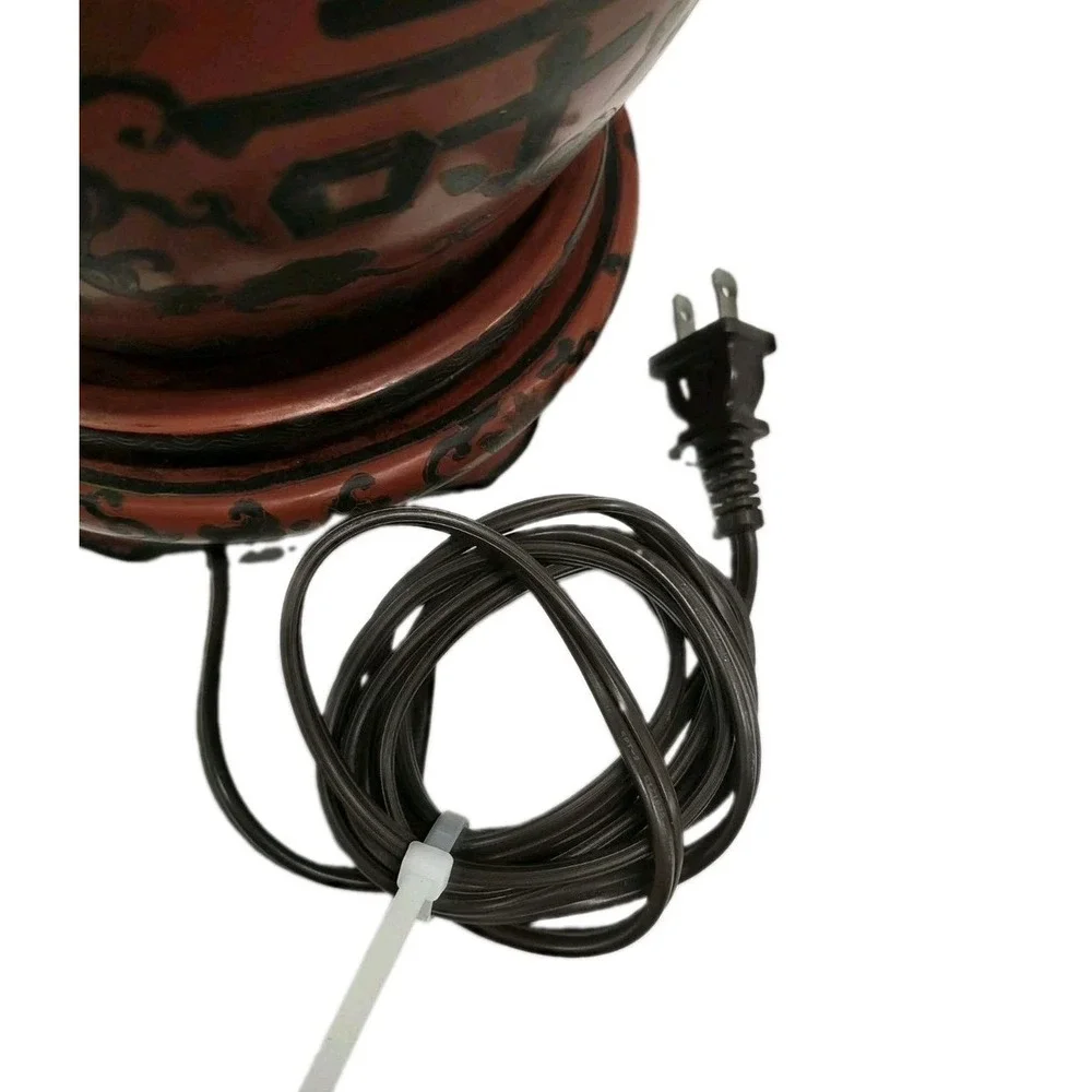 Beautiful‎ Chinese Red Lacquer Jar Table Lamp w Shade and Finial 21